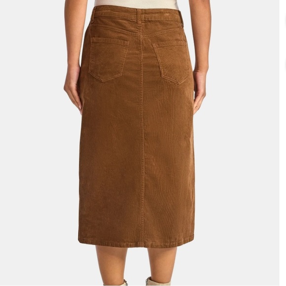 Time and Tru Corduroy Midi Skirt with Front Slit - Picture 3 of 11